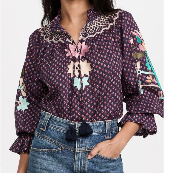 NWT Figue Charlie Top Foulard Mini Berry Sz Medium - Picture 1 of 9